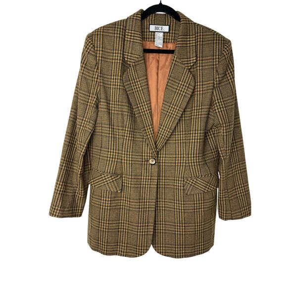 Vintage BICE Wool Blend Plaid Blazer Women’s Size 12 Old Money Equestrian Prep - Picture 1 of 8